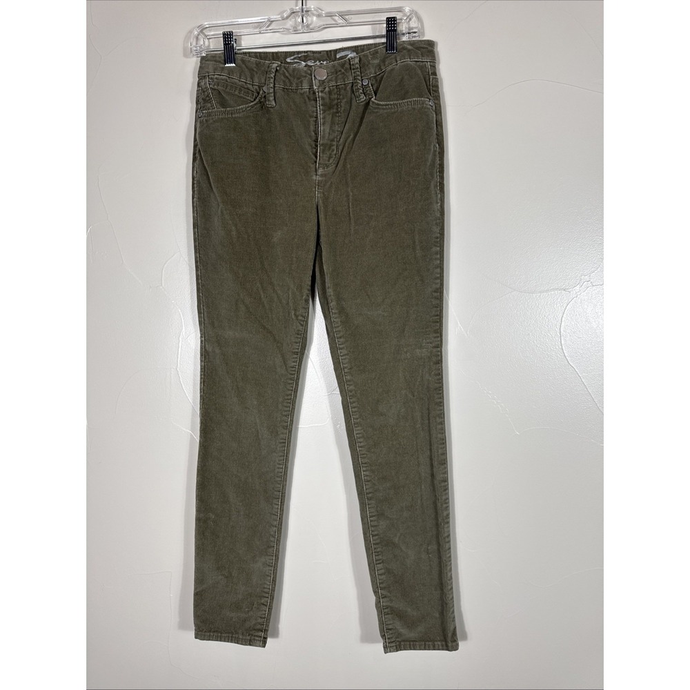 Seven For All Mankind Ultra High Rise Skinny Cord Cotton Blend Green Size 4 28"